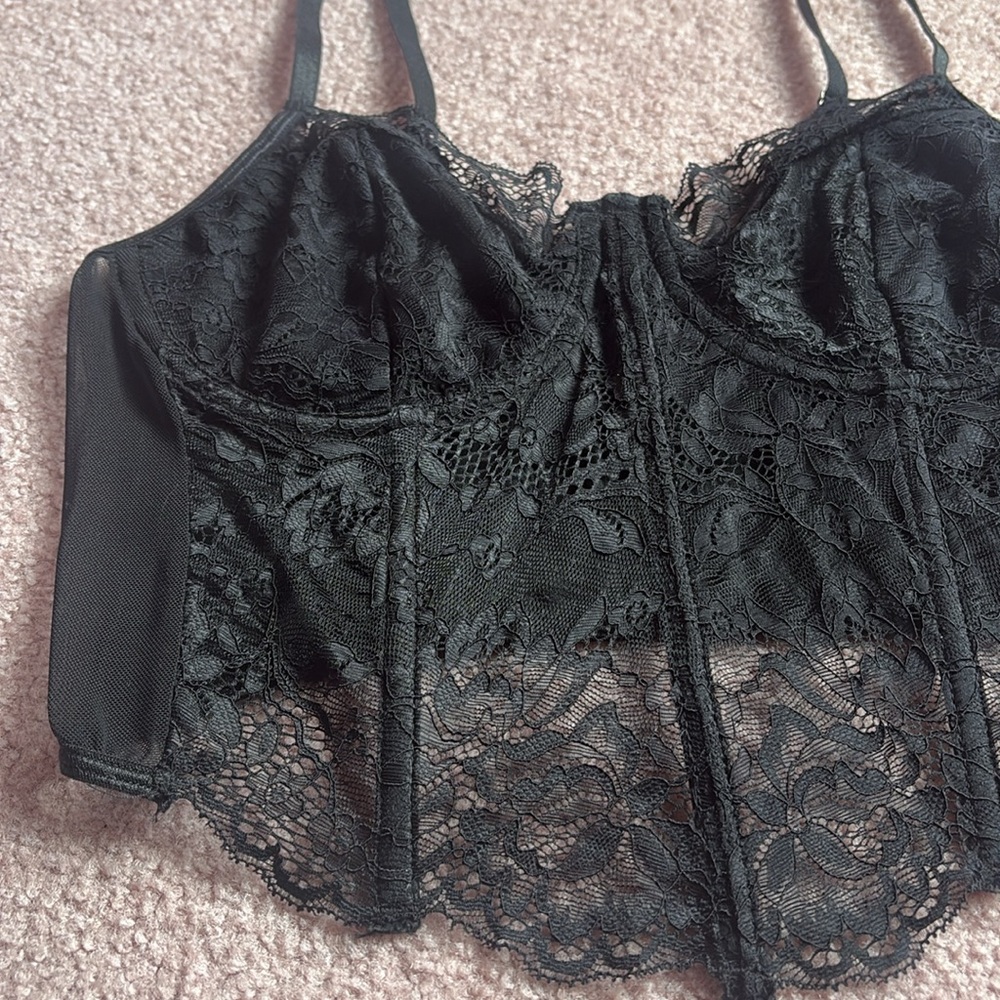 Black Lace Corset Bustier Top Size Large SHEIN - Picture 2 of 7